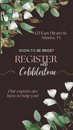 💍 Celebrate love with us! Start your wedding gift registry at Cobblestone and find timeless treasures for your new beginning. 🎁✨ Our experts are ready to help! #atlantatexas #shoplocal #easttexas | Cobblestone Interiors, Clothing, Jewelry & Gifts