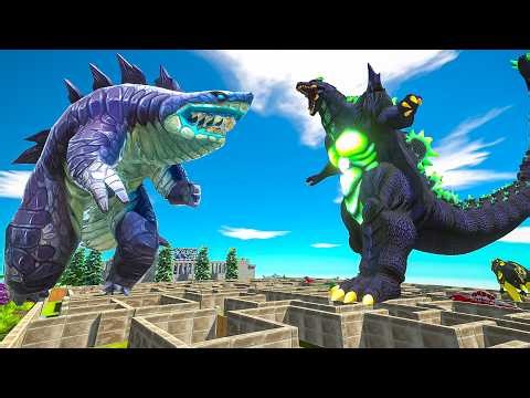 SHARKJIRA VS SUPER GODZILLA | FPS AVATAR MAZE - Animal Revolt Battle Simulator DINO