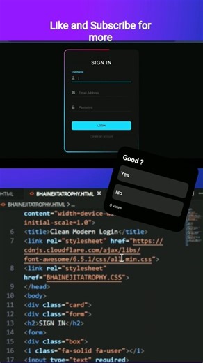 🌈 Modern CSS Login Form with Animation and Input Float #coding #webdesign #htmlcssjs #shorts