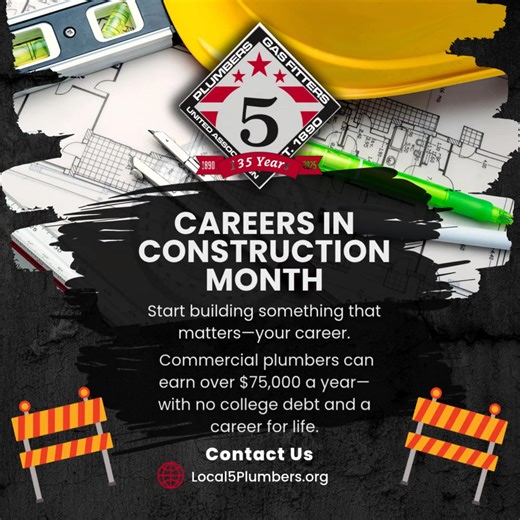 October is Careers in Construction Month—and there’s never been a better time to build your future. If you’re looking for a career with great wages, real impact in your community, and the chance to work with the best plumbers in DC, our apprenticeship program is the place to start. Start building something that matters—your career. Contact us https://bit.ly/3ZPLQXF #WashingtonDC #Maryland #CICM #Careers #Plumbing #CareerTraining #Apprenticeships #NoDebt #Training #GreatWages #PaidTraining | Plum