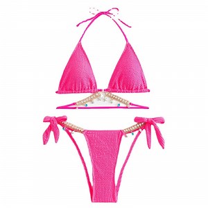 [Hot Item] Women's Beaded Shell Bikini Triangle One-Piece Fashion Beach Swimsuit