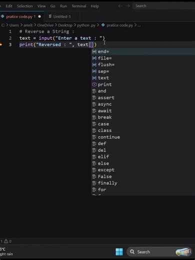Reverse a string #shorts #python