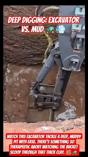 Deep Digging: Excavator vs. Mud 🚜💨 #shorts