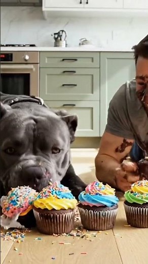 Dog vs Man cupcake race 😂 #trending #funny #funnydog #viralreels #memes #top #cooking