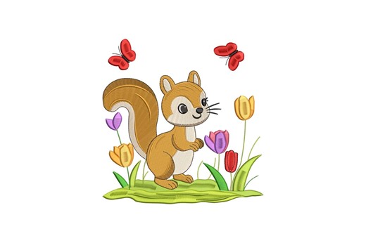 Floral Squirrel Embroidery Design, Squirrel Machine Embroidery, 4 Sizes, Instant Download - Etsy
