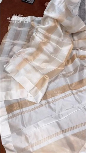 White Gold, Silver Neeta Ambani Inspired Pure Organza Saree’s Mashru Silk Boder Dyeible Pieces