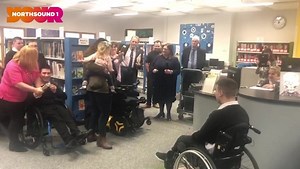 ‪❤️More from earlier today when Ellon Academy pupil Ethan Allan was presented with his specialised ‘Stand-to-sit’ wheelchair. ‬ ‪🗣 Our reporter Lewis Michie caught up with Ethan, his Mum Jeanette and Andrew Horne from Variety Scotland whose grant funded the chair.‬ | Northsound 1