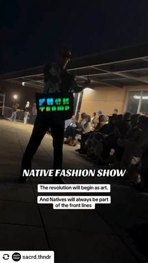 @sacrd.thndr SACRD THNDR ‘s FVCK TRVMP Collection ⚡️ Our Collection was shown at Sky Eagle Collection’s Uplift Show during the Santa Fe Indian Market as a revolt against policies that deeply impact Indigenous and Queer People. As a trans masc person, I use my art to convey this powerful message: Rage is sacred, and outcries for our hurting kin is in our bloodline. | Pittsburgh Lesbian Correspondents