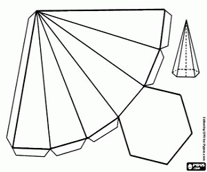 A hexagonal based pyramid coloring page printable game