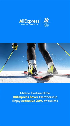 AliExpress is proud to join the Olympic journey as an Official Partner of Milano Cortina 2026! ⛷️✨ This season, we’re bringing fans closer to the Winter Games with an exclusive benefit — AliExpress Savers get up to 20% off Olympic tickets! 🎟️❄️ Don’t miss this once-in-a-lifetime chance to witness the world’s greatest winter athletes in action. ➡️ Download the AliExpress app and become a Saver member to unlock your offer. Let’s celebrate unity, strength, and passion together at #MilanoCortina202