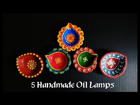 Diya Making & Decoration Ideas for Diwali|DIY Handmade Diya.Oil Lamps By Clay. #Diya #clay