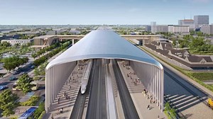 Early renderings of California high speed rail station