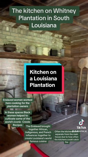A plantation kitchen where enslaved folks created culinary legacies we still enjoy today. #louisiana #creolefood #cajunfood #plantation #slavery
