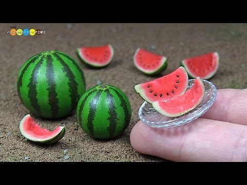 DIY Miniature Watermelon (Fake food) ミニチュアすいか作り