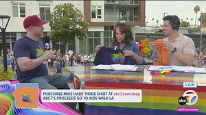 @mike_habs designed this year's Pride-themed t-shirt to support AIDS Walk LA! It's a beautiful design that you can shop now at abc7.com/shop 👕✨ ABC7 will donate 100% of its proceeds from the sale of our Pride merchandise at to support AIDS Walk Los Angeles and APLA Health. 💙 | ABC7 Community