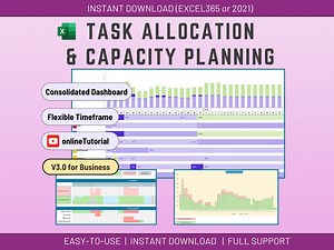 Excel Task Allocation and Capacity Planning V3, Resource Planning, Resource Mgt, Workload Utilization, Project Assignment and Scheduling - Etsy