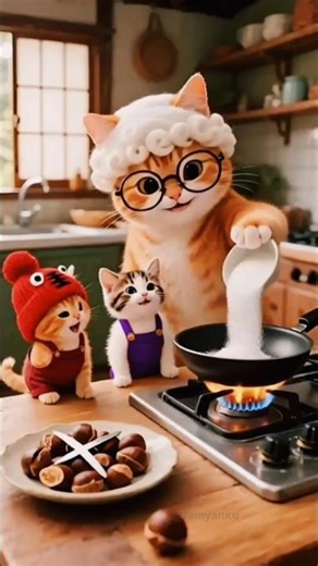 Cute Cat Family Cooking & Eating Fruits Together | Mommy Cat & Kittens Family Story 🐱🍎#shorst#cat