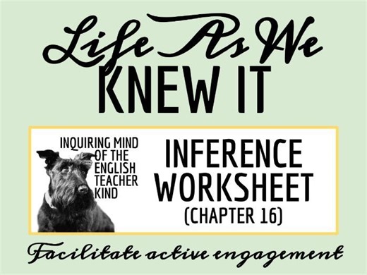 Life As We Knew It Chapter 16 Close Reading Inference Worksheet and Answer Key | Teaching Resources