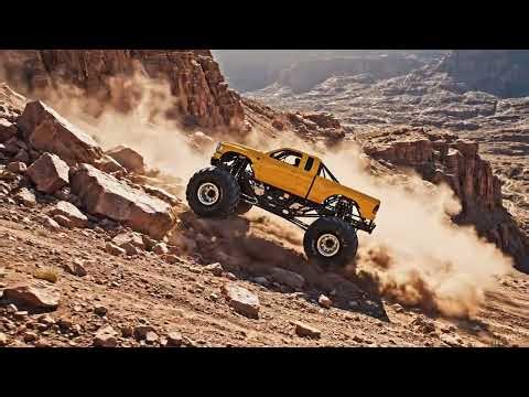 Monster Truck Climbs a Rocky Mountain Off-Road