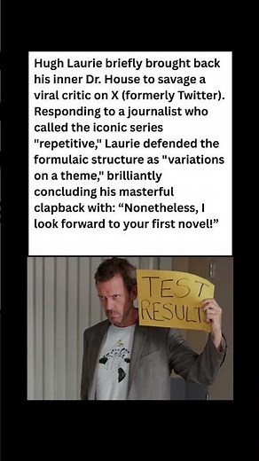 Hugh Laurie Went Full Dr. House on This Viral Critic! 💀🍿 #celebrity #news #shorts