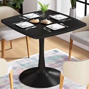 Cvortll Black Square Dining Table, Mid-Century Modern Tulip Pedestal Dining Table, Kitchen and Living Room Table for Small Spaces
