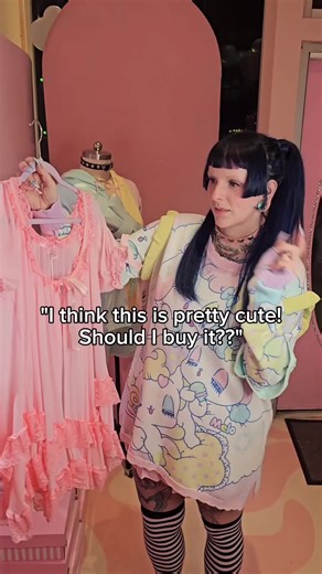 Peer pressure but for fashion 🤣😏 Accessibility: Two models encourage each other to purchase the items they each thinks is cute, saying 'I'll buy it if you do'. #myviolet #explore #fashion #sizeinclusive