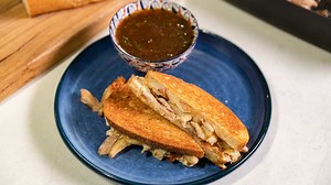 Roast chicken poutine sandwich