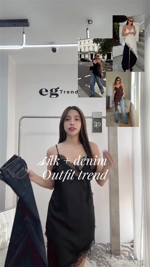 Silk Dress Styled as Top with Denim