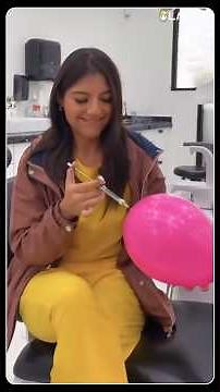 injecting the needle into a balloon