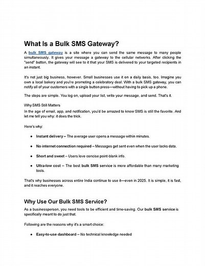 Reliable Bulk SMS Gateway Provider in India Low Cost Bulk SMS Services