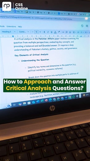 19K views · 233 reactions |  Critical Analysis Question Tips  Key Tips Stay focused on the question, analyze critically, and always back up your opinions with solid reasoning. #CriticalAnalysis #ExamTips #MDCAT #CSS #StudyHacks #SmartStudy #SuccessInExams #Nearpeer #FutureLeaders | CSS Online with Nearpeer.org | Facebook
