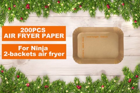 200PCS Disposable Air Fryer Liner for Ninja 2-Basket - Parchment Paper Rectangular Liner for Microwave Oven 8.6in x 5.5in