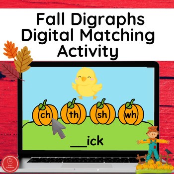 Fall Digraphs Digital Activity | Interactive Phonics Matching Game for 1st Grade
