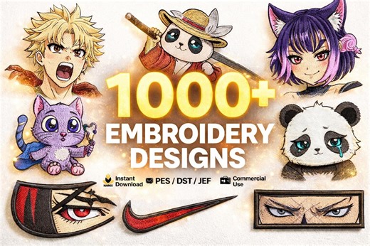 1000  Anime Embroidery Designs Bundle, PES DST JEF Files (instant Download) - Etsy
