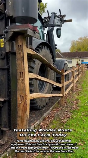 Installing Wooden Posts On The Farm Today