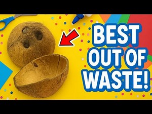 Best out of waste ideas /coconut shell craft ideas/waste material craft/recycled craft ideas