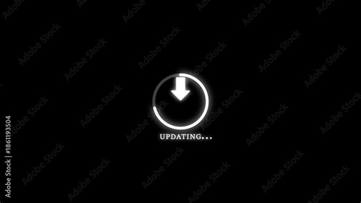 Arrow down symbol reveal. slide, update, updating. updating icon in circle with arrow animated. update complete icon with check sign.