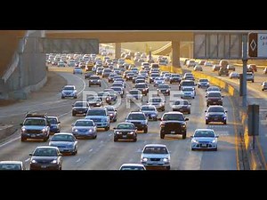 Cars Driving In Traffic Jam On 405 Freeway In Los Angeles, California (Stock Footage)
