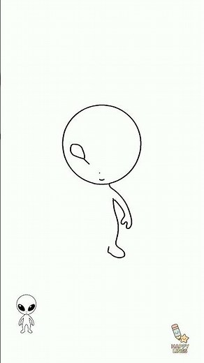 How to Draw a Space Alien Fast | Quick drawing for kids