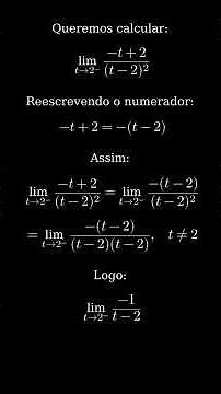 LIMITE LATERAL RESOLVIDO lim t→2⁻ (-t+2)/(t-2)² EXERCÍCIO 14 DA SEÇÃO 2.4 DO LEITHOLD