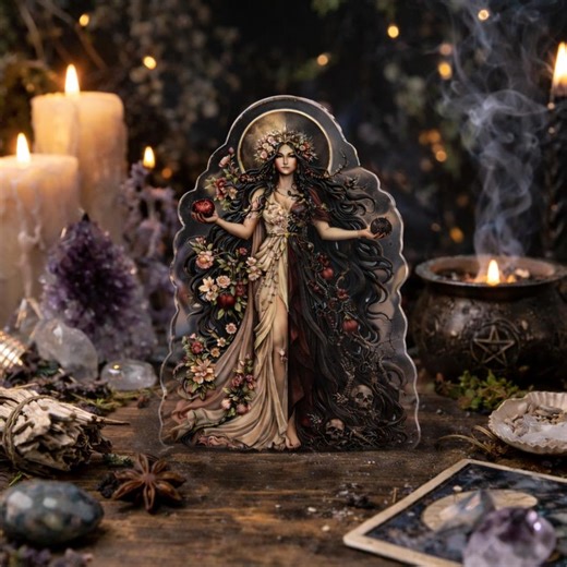 Persephone Goddess Statue, Queen of the Underworld and Spring, Dark Feminine Altar Decor, Gothic Mythology Art, Pomegranate Goddess - Etsy