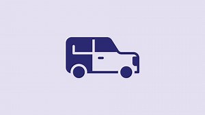 Blue Car icon isolated on purple background. 4K Video motion graphic animation.