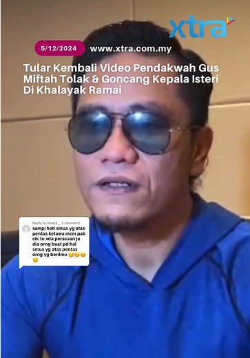 Replying to @min63__ Selepas tular dengan isu mempermalukan peniaga teh ais, video ketika Gus Miftah menggoncang kepada isterinya, Ning Astuti dengan cukup kasar juga kembali tular di media sosial. Berlaku September tahun ini, saat itu dia sedang asyik mendengar konsert nyanyian di sambutan ulang tahun ke-12 sekolah madrasah kelolaan mereka iaitu Pondok Pesantren Ora Aji Yogyakarta. Kepala Ning Astuti digoyangkan berkali-kali sebelum ditolak kuat ke tepi. Walau bagaimanapun, Gus Miftah ketika it