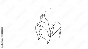 Thinking pose Female faces beauty salon Continuous single line art Animation—animated Video of young girls Motion Graphics.