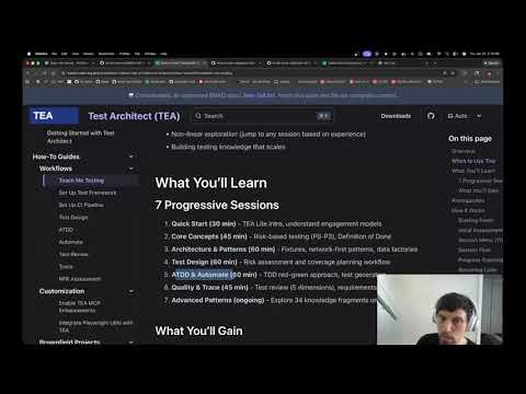 BMAD Test Architect Module (TEA) demo: faster, more accurate with subprocess support, docs