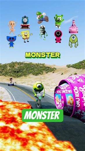 Ballerina Cappucino & Gummy Bear & Monster & SpongeBob & Funny Cars & Squid Game in BeamNG.Drive