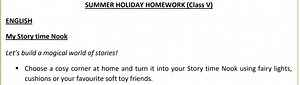 Summer Holiday Homework (Class V)ENGLISHMy Story time Nook... | Filo