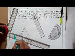 Section of Cone & True Shape | Section plane inclined to HP perpendicular to VP | EngineeringDrawing