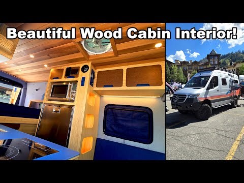 Stunning Camper Van Wood Cabin Interior in AWD Sprinter