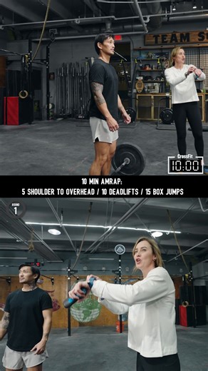 96K views · 592 reactions | “Open workouts are so great because they’re light enough for you to do fast movement, but you just don’t want to.” CrossFit Seminar Staff member Denise Thomas (CF-L4) coaches athlete Sean through shoulder-to-overheads, deadlifts, and box jumps in CrossFit Open Workout 13.2. | CrossFit | Facebook